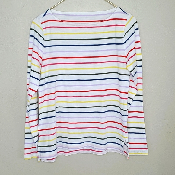 Banana Republic Spring Summer Long Sleeve Rainbow Stripe Shirt Size Medium - Picture 7 of 7